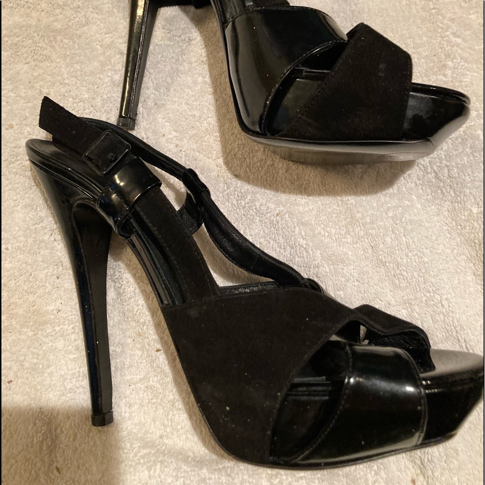 Black patent and suede high heels (never worn)
